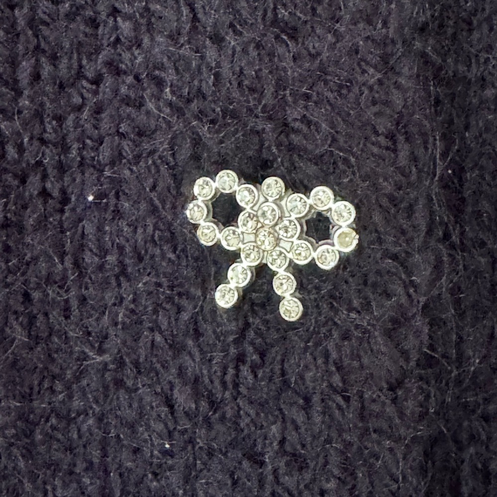 ZARA Cropped Knit Cardigan with Rhinestone Bow Buttons Size S - Picture 10 of 10